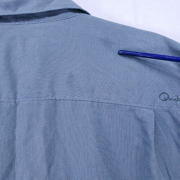 Quiksilver Waterman Collection XXL Blue Micro Check Mens Short Sleeve Shirt - Picture 13 of 16